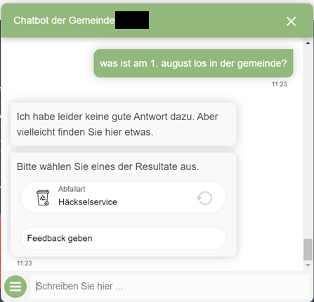 Schlechtes Chatbot Beispiel